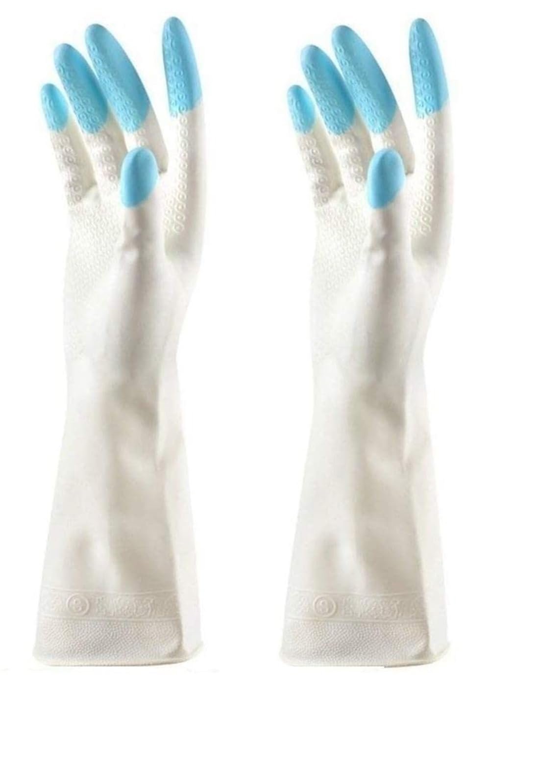 View 1 of ***STOCK PHOTO FOR REFERENCE ***Reusable Waterproof Household Latex Hand Gloves for Kitchen Dish Washing Laundry Cleaning Gardening and Sanitation (BLUE)