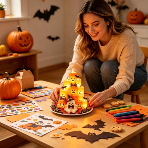 Lámpara LED sin llama tipo vela electrónica de calabaza para centro de mesa 2