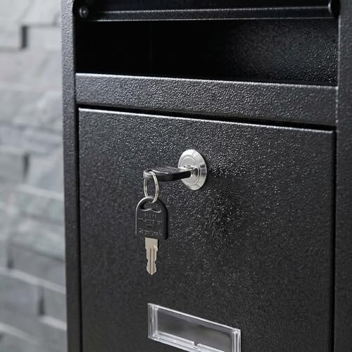 Boîte postale murale en acier robuste grand format avec serrure et clés
