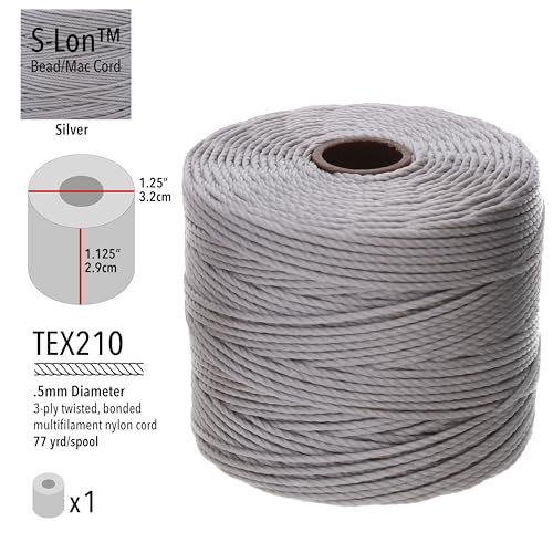 Hilo S-Lon Bead Cord plata de 69 m para evitar nudos flojos al tejer 3