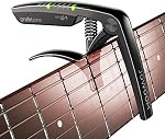 Grabtune Acoustic Guitar Capo-Tuner | 2 In 1 Equipment | Precise and Accurate Tuning System | Full Color LED Edge Lighting Display | USB Rechargeable Battery | Chrome Plating (Black)