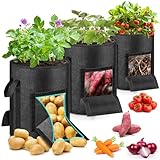 MJZ 3 Pack 15 Gallon Potato Grow Bags with Harvest...