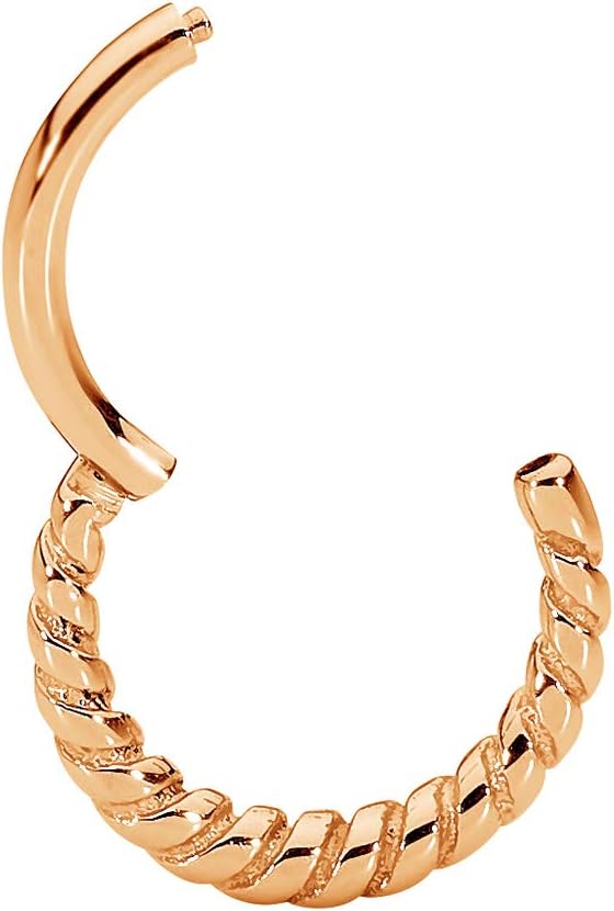 365 Sleepers 316L Surgical Steel Hypoallergenic 16G Twist Septum Jewelry Hinged Segment Ring Body Piercing Hoop Lip Rings Helix Cartilage Rook Sleeper Earrings 8mm – 10mm - Image 3