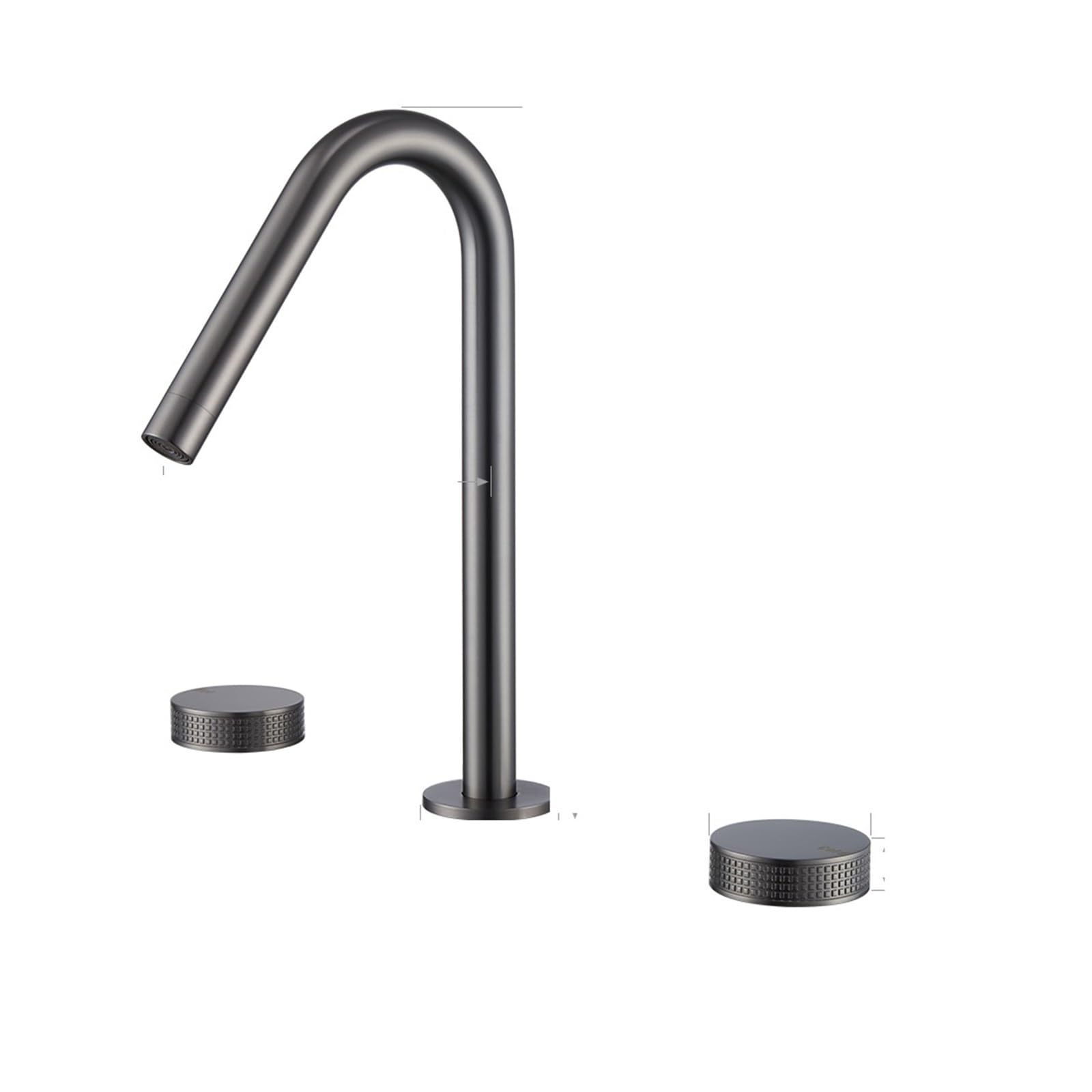 Grifo de Lavabo Negro Mate de 3 uds., Mezclador de Fregadero frío y Caliente, Montaje en encimera, Mango Doble moleteado, Grifo de 3 Agujeros, Kit de Grifo de baño(1733D-GM)
