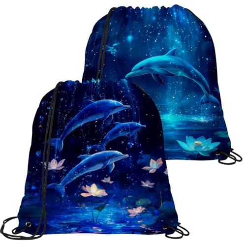 Sac de sport étanche avec cordon de serrage grand confort et motif dauphin marine