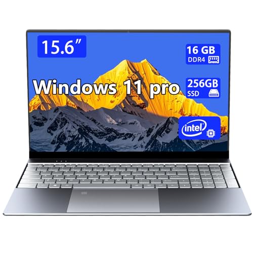 Image of Windows11 Laptop Computer, 15.6 Inch N5095 Quad core 16GB RAM 256G SSD, FHD 1920 * 1080 IPS Display Notebook PC, Backlit Keyboard, Finger Print Touch ID, AC WiFi,All-Metal Body, Numeric Keypad