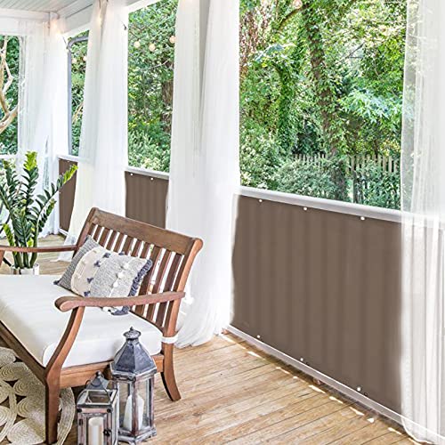 BALCONIO Balkon Sichtschutz wasserabweisend Balkonbespannung Balkonabdeckung für Balkon Terrasse aus Polyester-Braun-600 x 85 cm