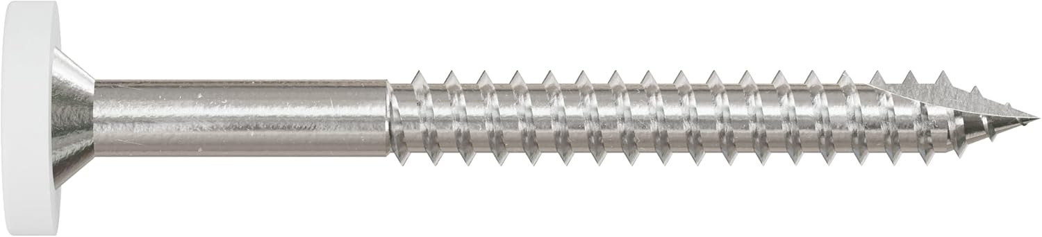 Simpson Strong-Tie T08175FS75WH01 Fascia Board Screw — #8 x 1-3/4 in. T-20 6-Lobe Pancake Head Type 316, White 01 (75-Qty)