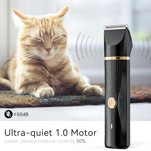 Image of Cat Grooming Clippers Kit with Paw Trimmer, 3 in 1 Electric Pet Hair Trimmer Supplies for Thick Matted Hair, Heavy Coat Butt Shaver Cat Razor Fur Trimmer for Dogs at Home (Black)