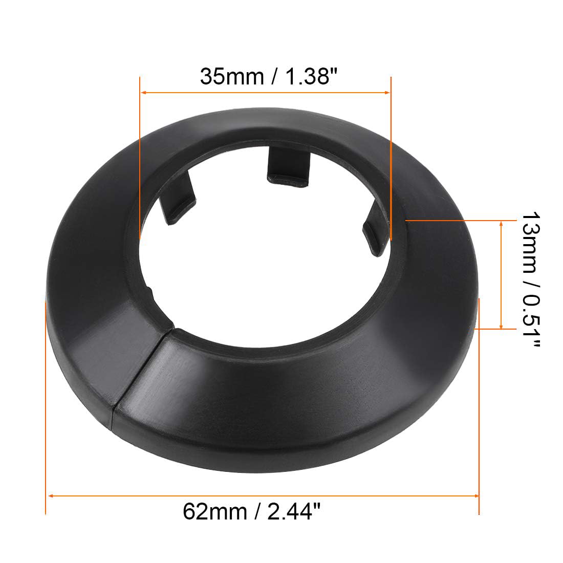 TOP-VIGOR 4pcs 35mm Pipe Cover Decoration, Click-in PP Plastic Escutcheon Pipe Collar for Water Pipe Drain Line - Image 2