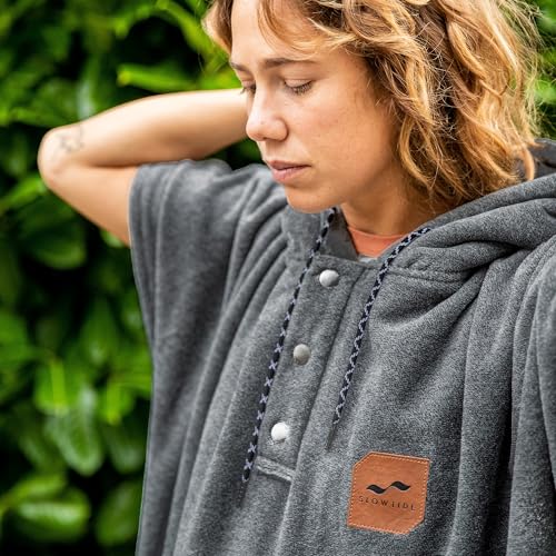 Slowtide Cotton Towel Changing Poncho – Warm & Absorbent Hooded Surf Poncho with Pocket, Great for Beach, Pool, & Outdoor Use3