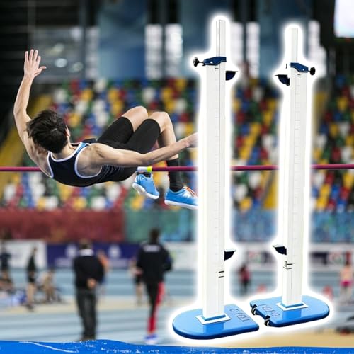 VIIGUIY Adjustable High Jump Standards with Movable Base, Competition High Jump Stand for Pole Vault， Professional Aluminum Alloy High Jump Tester