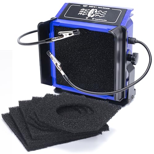 WEP 948DQ-I Fume Extractor Tool with Double Filtering, Helping Hands, Adjustable Tilt Angle, Fenders for Soldering Station, Soldering Iron with 6 Filtration Adsorbers