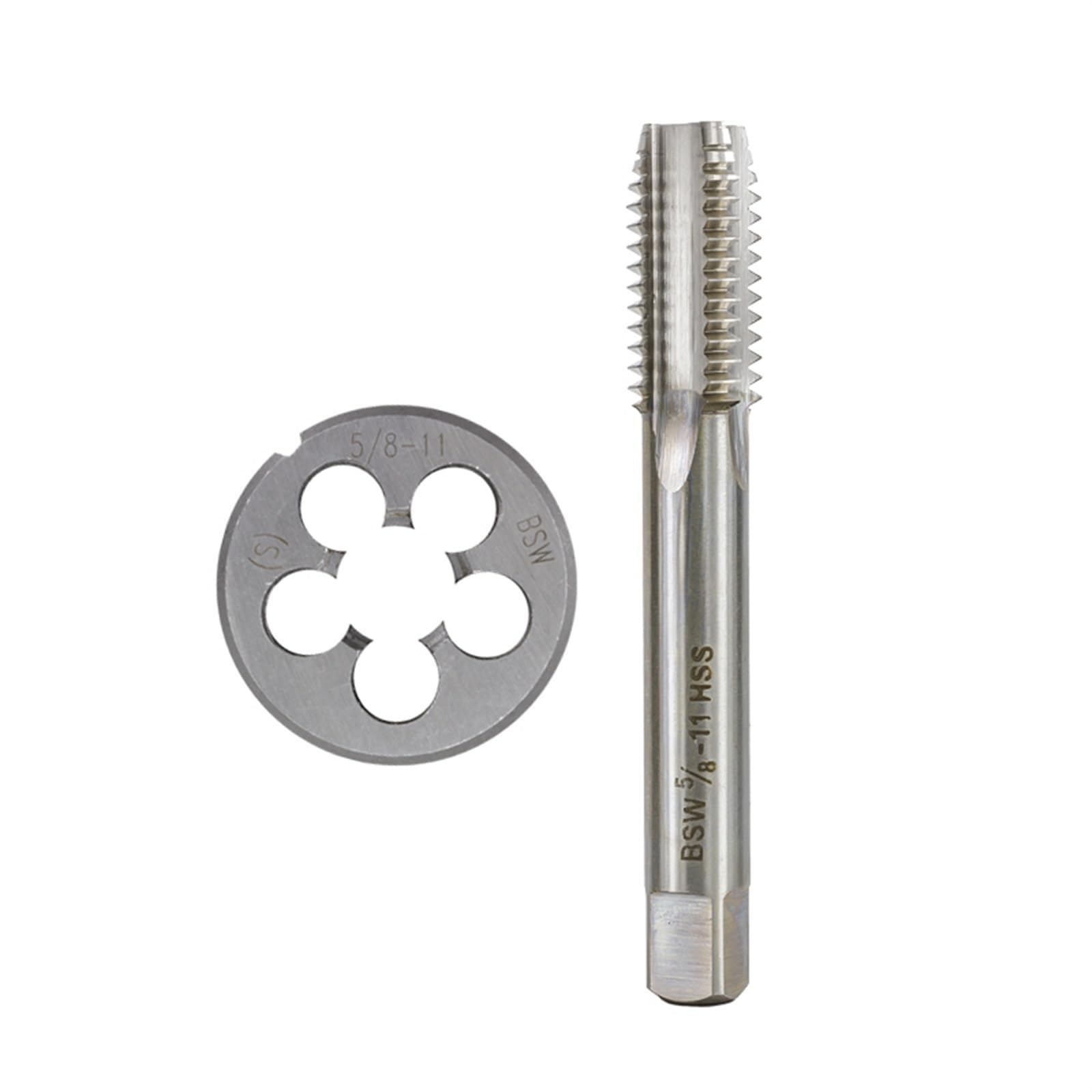 Juego de 2 machos y terrajas HSS de mano derecha para metal/madera (2 unidades BSW 5/32-32, 3/16-24, 1/4-20, 5/16-18, 1/2-12, 5/8-11) (5/32-32, 3/16-24, 1/4-20, 5/16-18, 1/2-12, 5/8-11) (2 unidades