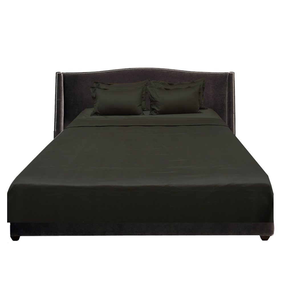 BudgetLinen (1 Fitted Sheet,1 Flat Sheet & 4 Pillowcases,Black, Twin XL, Pocket Size 18 Inches 100% Egyptian Cotton Luxurious 600 Thread Count