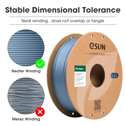 Image of eSUN PLA Basic Filament 1.75mm, 3D Printer Filament High Speed PLA for Fast Printing, 1KG Spool, 2 Spools 3D Printer Filament, Light Grey