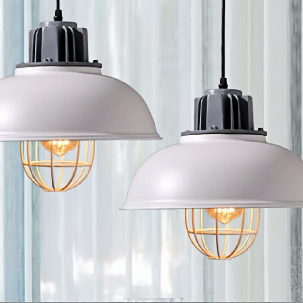 Genérico Lámpara Retro Industrial, De Metal Ajustable Para Cocina, Comedor, Cafetería, Bombilla E26(White)