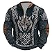 3D Printed Sweatshirts for Men Vintage 1/4 Zipper Hiking Sweatshirts Casual Fashion Norse Myth Long Sleeve Outfits Black,L