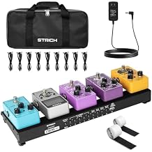 STRICH Guitar Pedal Board with Built-in Power Supply, Small Pedal Board 15 x 5.1" 1.3LB Lightweight Aluminum Alloy, PedalBoard with Pedal Cables, Bag, Hook Loop Strips PB-M15