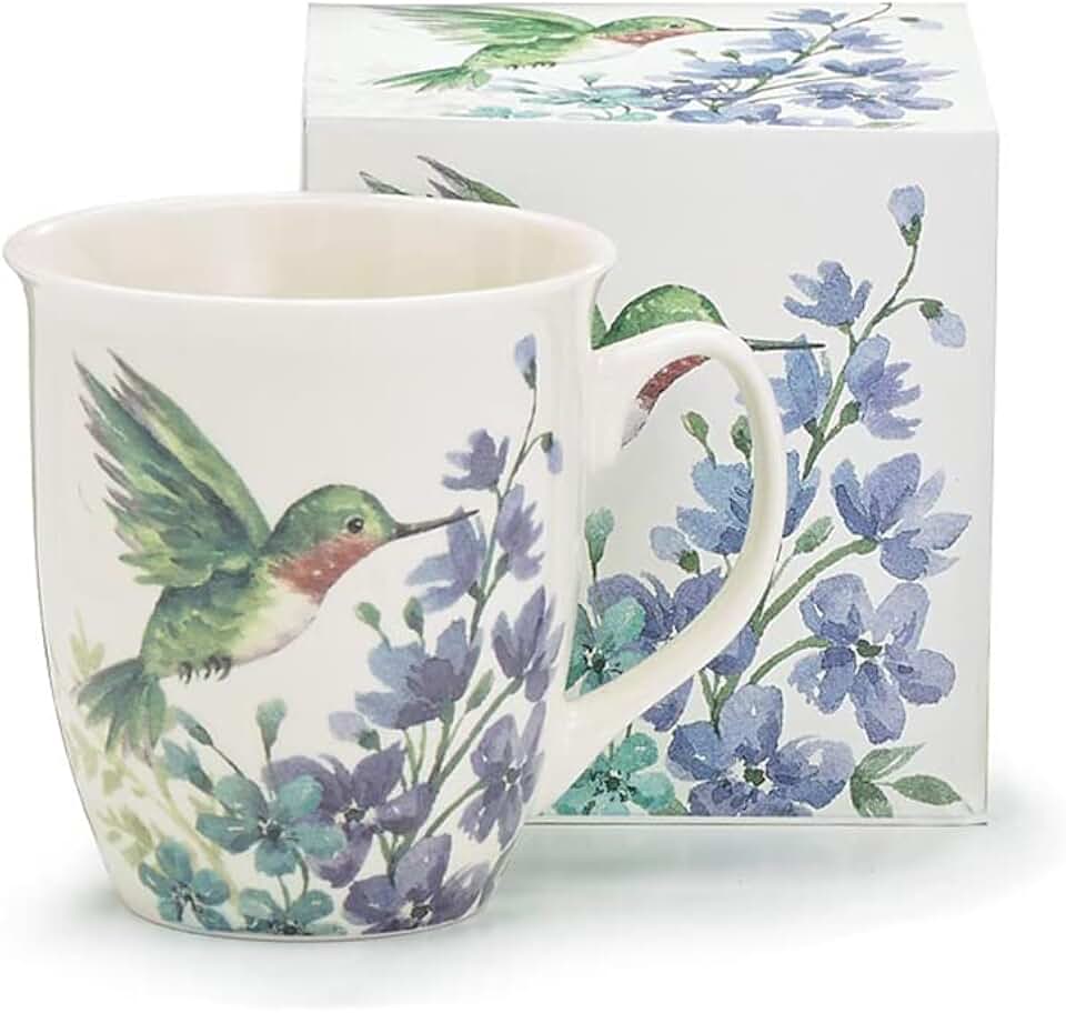 Hummingbird Over Purple Flowers 16 oz. Mug