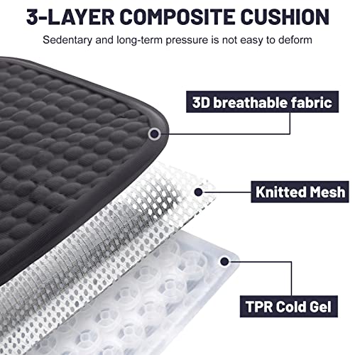 Biupky Gel Seat Cushion For Long Sitting, Cooling Seat Cushion Breathable Car Office Chair Seat Cushion, Gel Cushion For Office Chair Home Car Seat Cushion For Wheelchair #TOP2