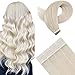 YoungSee Hair Extensions Human Hair Tape in Double Sided Extension Tape White Blonde Tape in Hair Extensions Silky Straight Blonde Human Hair Tape in Extensions Platinum Blonde 16 Inch 20pcs 50g