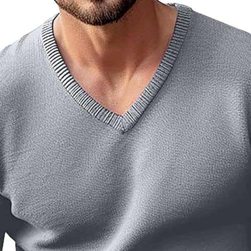 JEShifangjiusu Mens V Neck Slim Fit Sweater Comfortably Soft Knitted Pullover Long Sleeve Casual Fashion Jumper Sweaters2