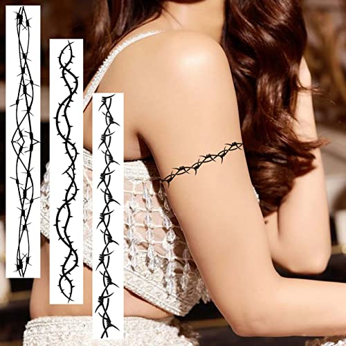 LAROI 7 Sheets Barb Wire Temporary Tattoos for Women Men Kids Adults Halloween Barbed Wire Tattoo Sticker - Image 2