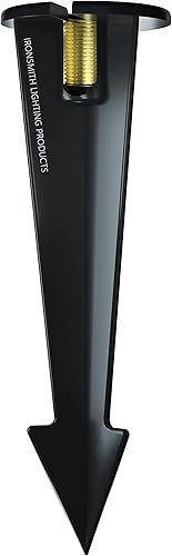 Miniatura 1 de Ironsmith Lighting Products Estaca de tierra de 9 pulgadas con rosca NPT de latón macizo de 0.5 pulgadas y cable lateral para una fácil instalación,