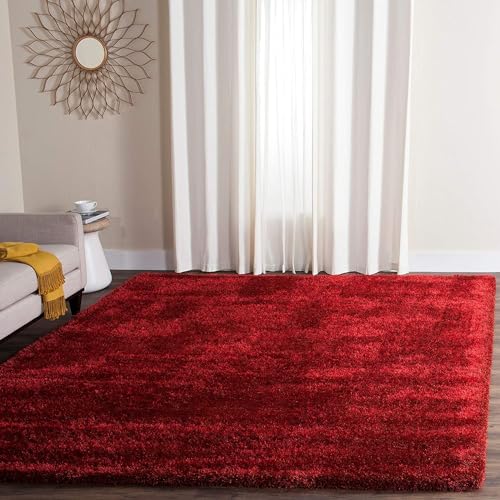 Image of Shaggy Carpet for Living Room 12X15 FEET Fluffy Plush Area Rug, Thick Fur Floor Carpet Modern Cozy Rug for Home Decor, Kids Room Bedside Hall, Durable Comfortable Shaggy Rug (RED,)