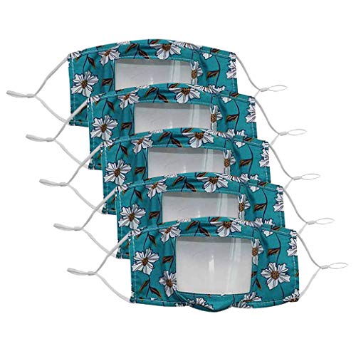 Skryo Mund und Nasenschutz, 5PCS Smile Communicator Gesicht mit klarem Mund Ausdruck Lippenlesung (Grün)