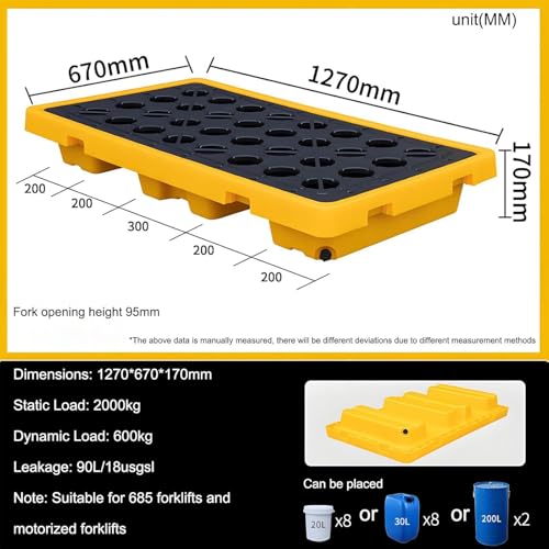 Chemisch resistente HDPE-Verschüttungspalette, Hochleistungs-Öltrommelbehälter mit abnehmbarem Rost, rutschfestes Bündelungstablett für Lagerlaborsicherheit