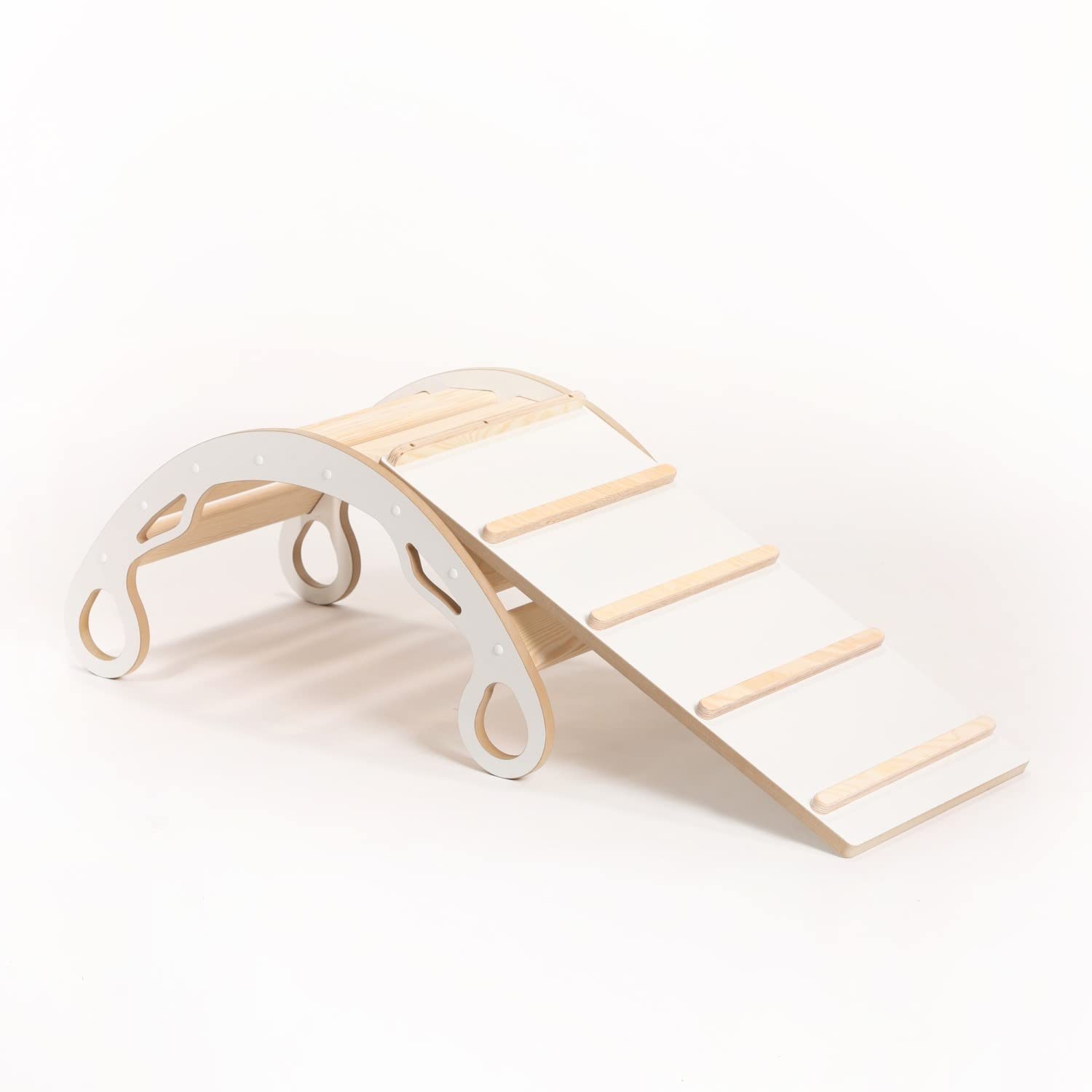 Zofia Kletterbogen mit Kissen und Rutsche für Kinder Klettergerüst Indoor MDF (Jeansfarbe, 75x41x36 cm)