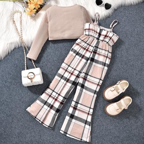 Image of HIHA Girls Sleeveless Jumpsuits Outfit Long Sleeve Twist Front Tops Romper Clothes Set Size 4-12