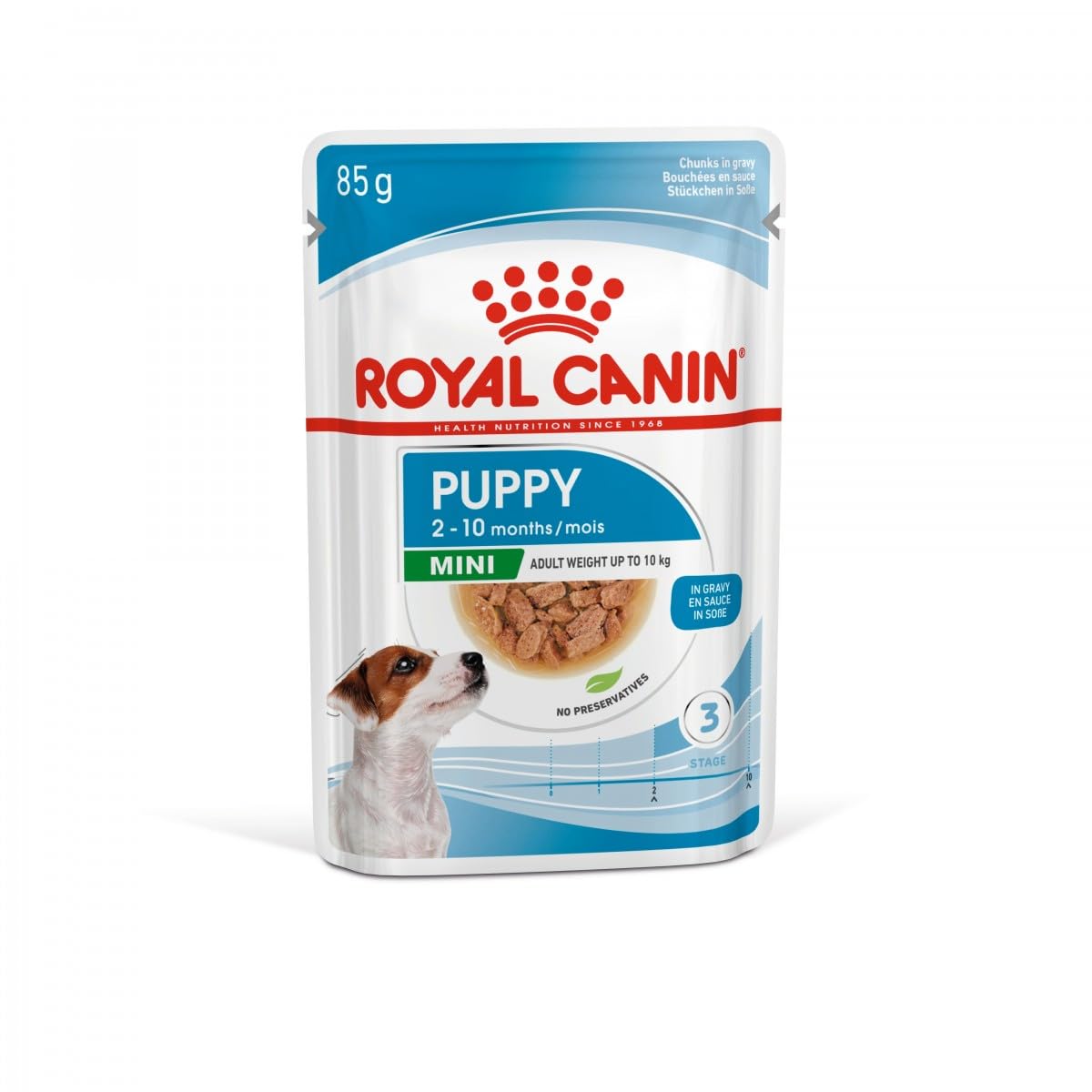 Royal Canin Mini Puppy | 12 x 85 g | Nassfutter für kleine Hundewelpen | Bis zum 10. Lebensmonat | Feine Stückchen in Soße | Weiche Textur für die Milchzähne