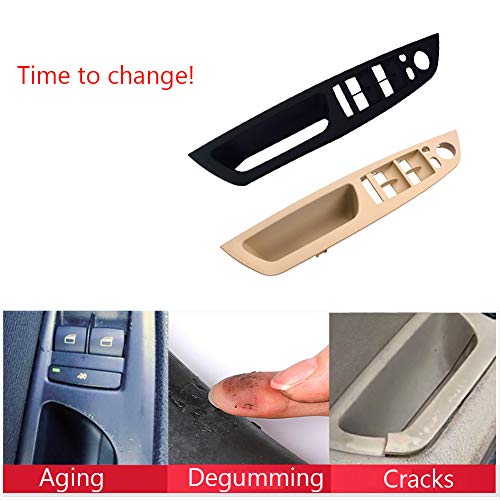 Jaronx for BMW X5/X6 Driver Side Door Handle,Window Switch Door Armrest Panel Pull Strap Trim Cover for BMW X5 2008-2013 and BMW X6 2008-2014 (Black)