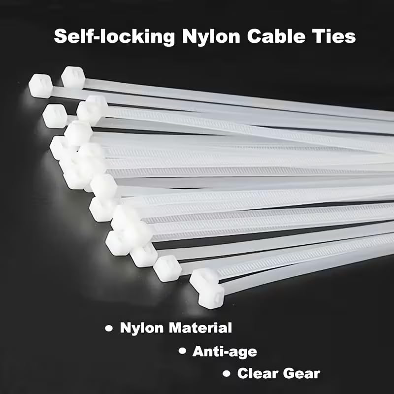 VIVALUXE 450mm Beyaz Kablo Bağı (100’lü Paket), Dayanıklı Naylon Plastik Kelepçe, Elektrik, Kablo ve Ev Kullanımı İçin, Geniş ve Uzun Zip Ties