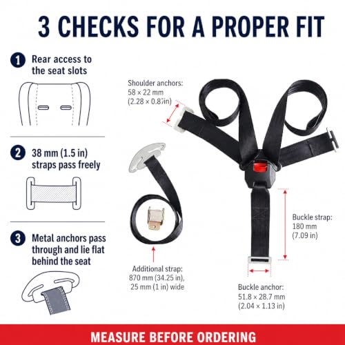 Image of Baby Chair 5pt 5 Point Harness Belt Width 38mm /1.5in | Child Seat, Shoulder Belt Length 44.8in, Adjustable Straps, with Locking Buckle
