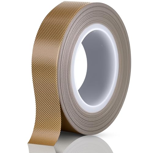 sturiz Teflonband Selbstklebend Hitzebeständig Teflon Klebeband 0.18x10mmx12m PTFE Band Teflonband Hitzebeständig Hochtemperaturband Gleitband Hochtemperatur Klebeband für Vakuumiermaschine