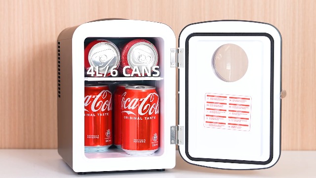 Image of Antarctic Star Compact Mini Fridge, 4L Capacity /6 Cans Portable Cooler and Warmer Compact Refrigerator, for Bedroom,Car,Office and Dorm, Small Cooler and Warmer for Cosmetics, Beverage and Food, Black