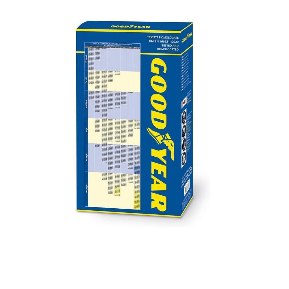 CALZA DA NEVE TAGLIA XL PER GOMMA AUTO CALZE NEVE GHIACCIO PNEUMATICO 255/45-19 (77964) SET DI 2 PEZZI GOODYEAR OMOLOGATE PER VETTURE MONTAGGIO SU RUOTE MOTRICI STAR GRIPPER PLUS SERIES