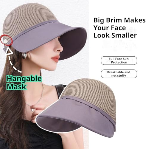 Women's Large Brim Sunscreen Hat, UPF 50+ Adjustable Wide Brim Spliced Breathable Sun Hat, Breathable3