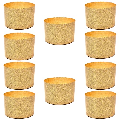 Stampo Panettone Alto 500gr, 10pz - Pirottini Panettone Professionale di Carta Naturale di Pura Cellulosa, Forme di Cottura per Panettoni, Resistente al Calore 200°C, Stampo Panettone 500gr