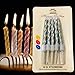 Cake Candles in Holders,Metallic Gold Cake Candles,Short Thin Wedding Birthday Candles Set,Party Supplies,Cake Decoration,10 Pack Candles (Silver-10)
