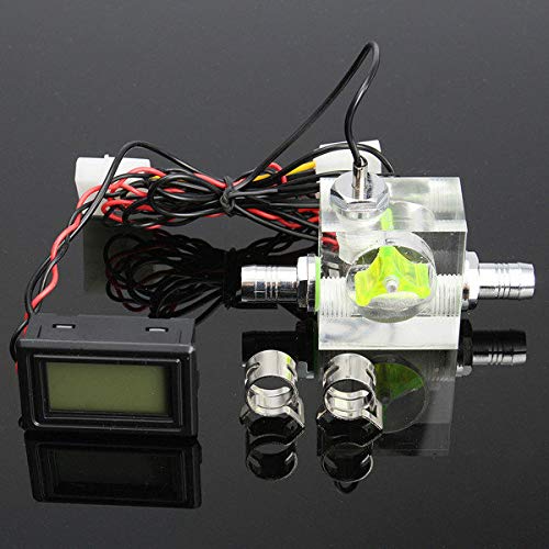 XiaoMall Water Liquid Cooling 4Pin 3 Way Flow Meter With Thermometer G1/4 Threaded Connector