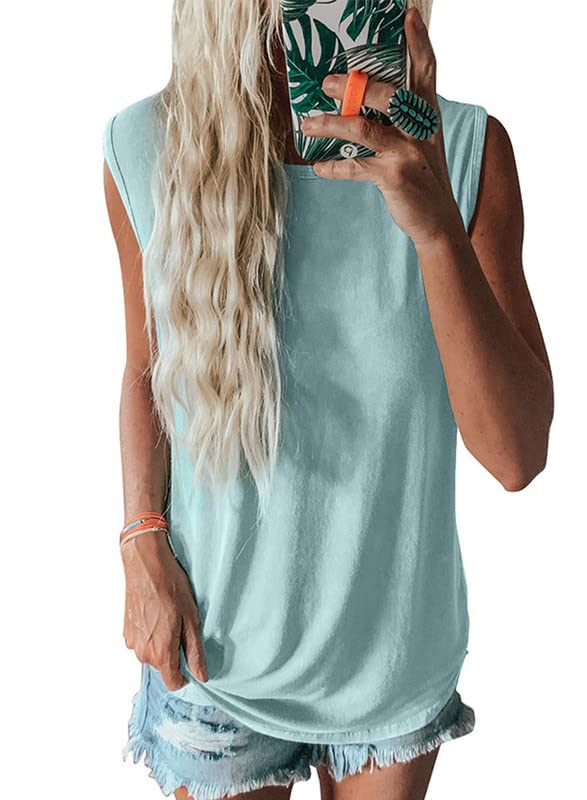 DokotooWomens Crew Neck Tank Tops Summer Leopard Detail Print Top Casual Cami Shirts Blouses S-XXL