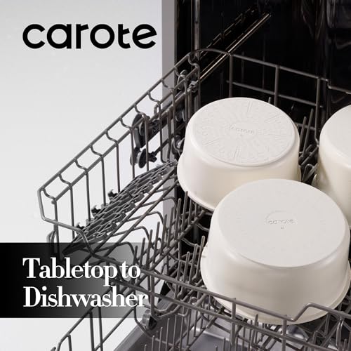 Image of CAROTE 6pcs Nonstick Sauce Pan Sets with Lid 3 Sizes（1.5QT, 2QT & 3QT）, Non Stick Cooking Pot with Detachable Handle, Kitchen Sauce Pots Induction Pot, PFOA FREE, Dishwasher Safe, Cream White