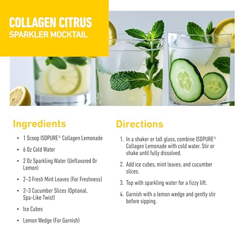 Image of Isopure 20g Grass-Fed Collagen Peptides with Biotin + Vitamin C - Supports Skin, Hair, Nails & Joint Health - Lemonade, Keto Friendly Collagen Powder, 14 Servings