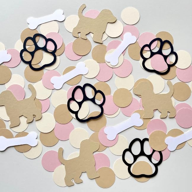 Confettis de table en papier patte de chien pour fête prénatale