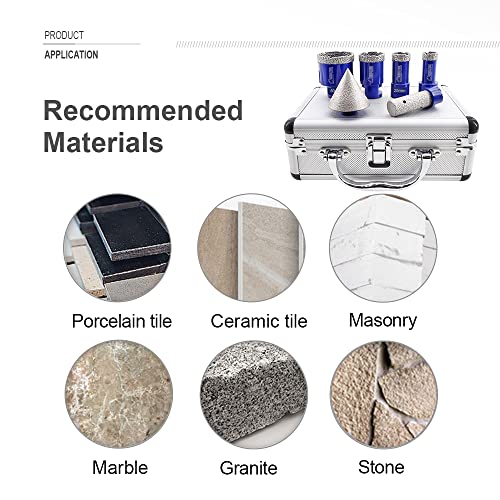 SHDIATOOL Dry Diamond Core Drill Bits M14 Thread 20/25/35/50mm and 20mm Finger bits and 50mm Chamfer Bits Vacuum Brazed for Porcelain Tile Granite Marble - Image 4